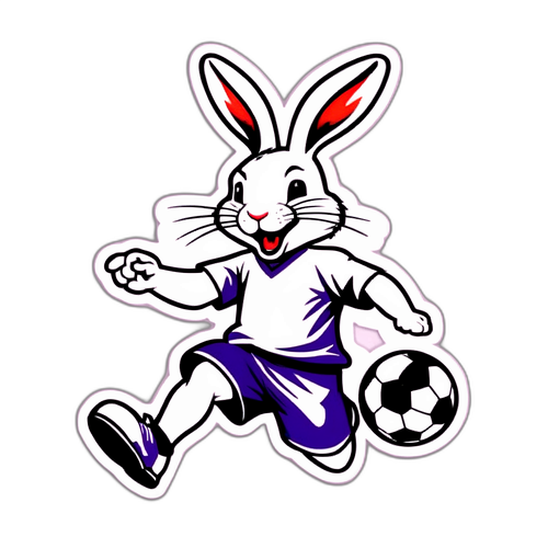 A Cheerful Rabbit Playing Soccer