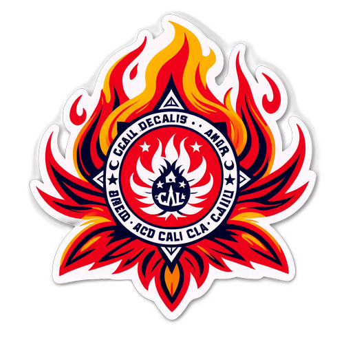 Desain Stiker Emblem America de Cali Dengan Nyala Api