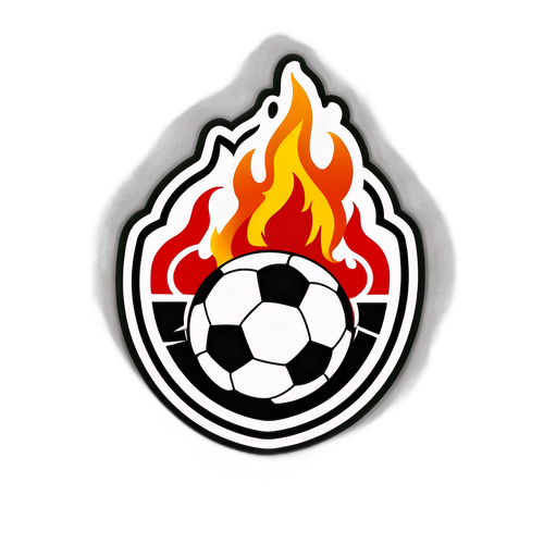 Sticker de fútbol con logos de Estudiantes y Racing rodeado de fuego
