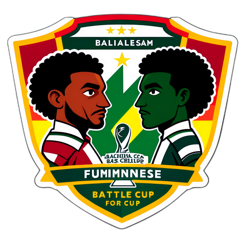 Силуэт двух команд на фоне футбольного стадиона, текст 'Флуминенсе – Баия: битва за кубок'