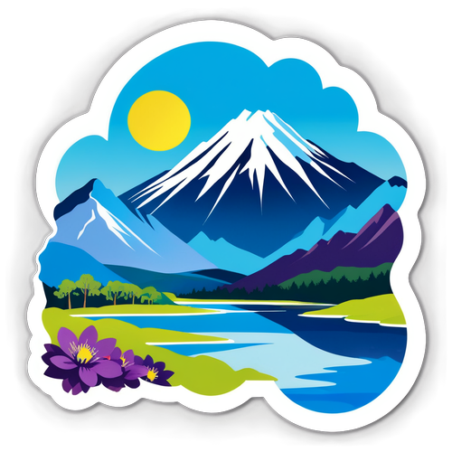 ニュージーランドの美しい風景のステッカー
