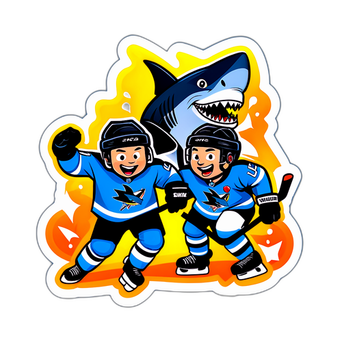 Whimsical Hockey Showdown Sticker