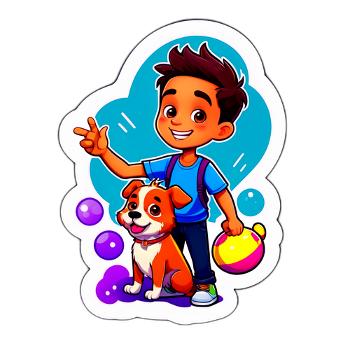 Sticker divertido de Chechu Bonelli y su mascota