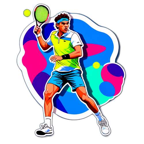 Stilig klistremerke av Taylor Fritz på tennisbanen