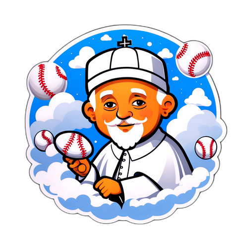 Whimsical Pope Leo Baseball Sticker