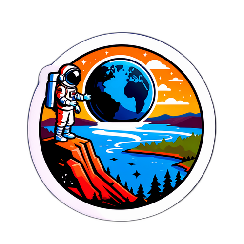 Der Astronaut und der Planet über dem Lipno-Stausee