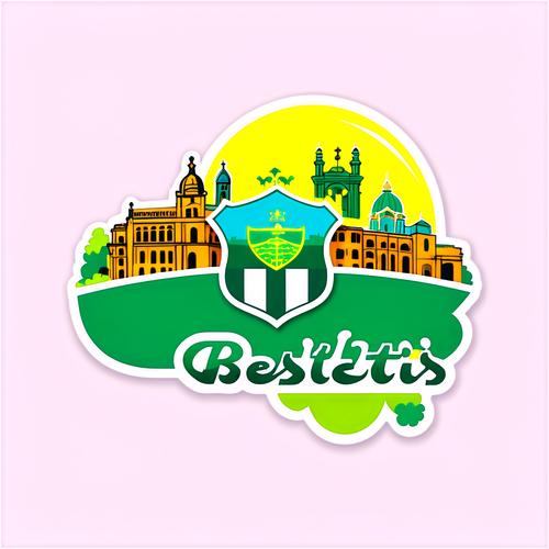 Sticker vibrant cu Real Betis și peisaj urban colorat