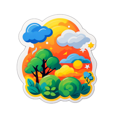 자연과 함께 공존하는 날씨 테마 스티커
