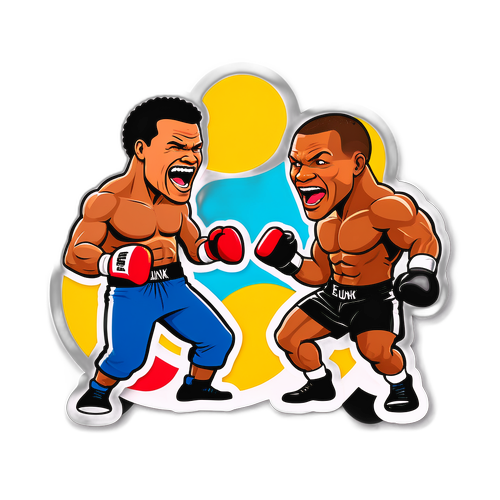 Eubank en Benn cartoon stickers in een grap en een gevecht