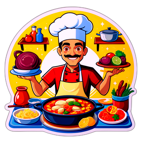 Retrato de Álvaro Xaro em uma competição de culinária