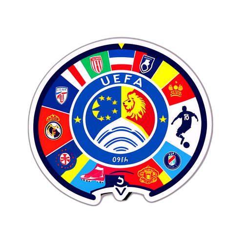 Stiker UEFA dengan Ilustrasi Sepak Bola