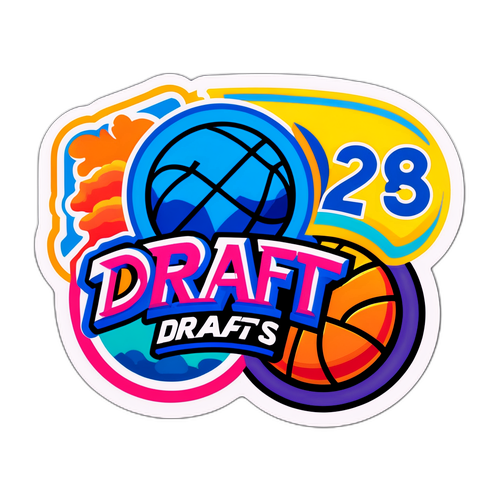 Sticker z logo NBA w stylu lat 90-tych