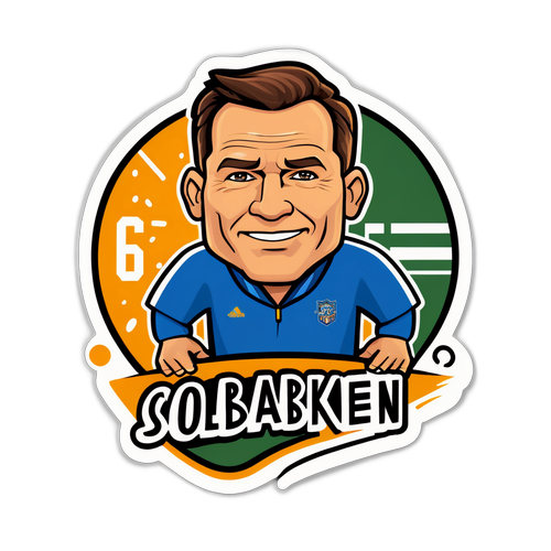Karikaturklistremerke av fotballtreneren Solbakken
