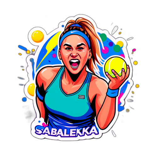 Sabalenka sărbătorind victoria