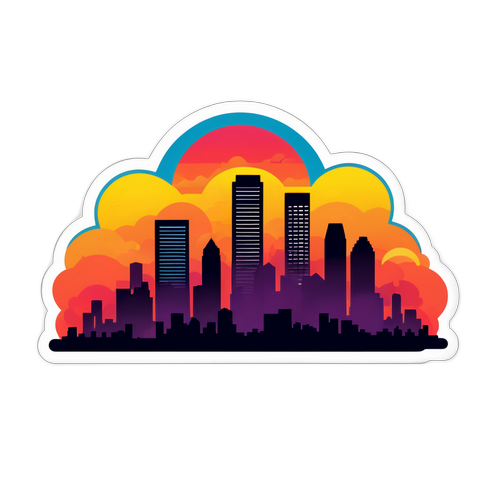 Houston Cityscape Silhouette Sticker