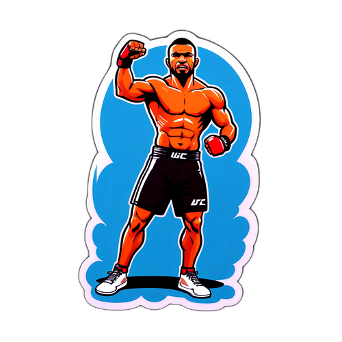 Alegre adesivo com lutador da UFC em pose icônica