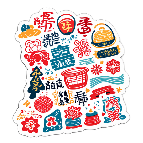 手書きスタイルのカリグラフィーステッカー：日本の伝統的な祭りをテーマにした心温まるメッセージ