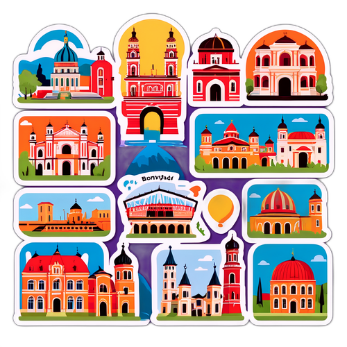 Bonyhádi nevezetességeket ábrázoló matricák