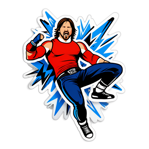 Sticker ni AJ Styles na Nasa Isang Posing ng Mataas na Lipad