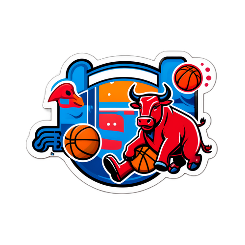Masiglang Sticker ng Labanan ng Bulls at Pistons