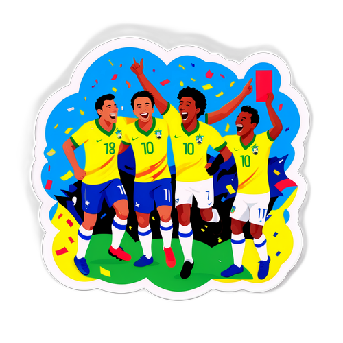 Stiker Perayaan Gol Ceria Pemain Brasil