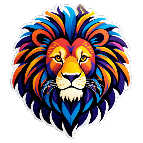 Tribal Patterned Majestic Lion Sticker