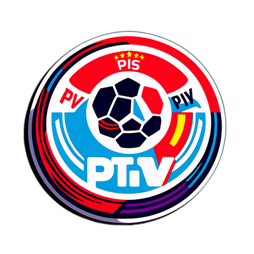 Sticker PSV với màu sắc sống động, thể hiện sự hào hứng của các trận bóng đá