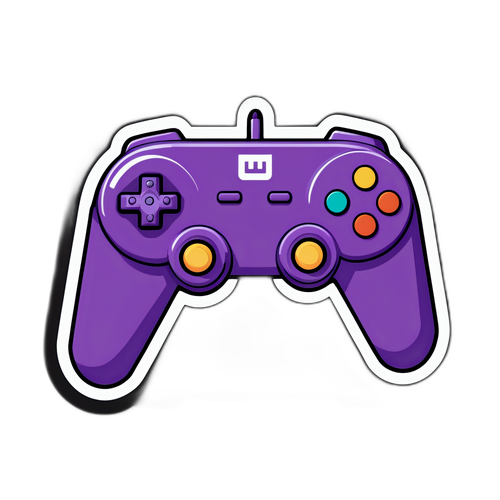 Minimalistische sticker met retro gamecontroller en Twitch-logo