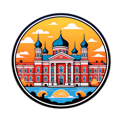 Ілюстрація, що відображає історію та традиції Таганрога через архітектурні об'єкти