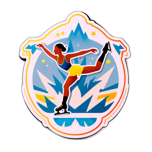 Etichetă cu o figură feminină patinând artistic