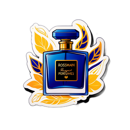 Elegancka naklejka promująca nową linię perfum w Rossmannie