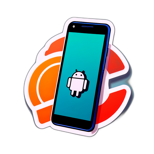 Sticker hình ảnh điện thoại Android 17 cạnh logo Android, thể hiện sự hiện đại