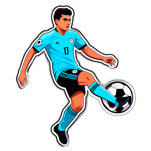 Брахим Диаз в динамичной позе с мячом