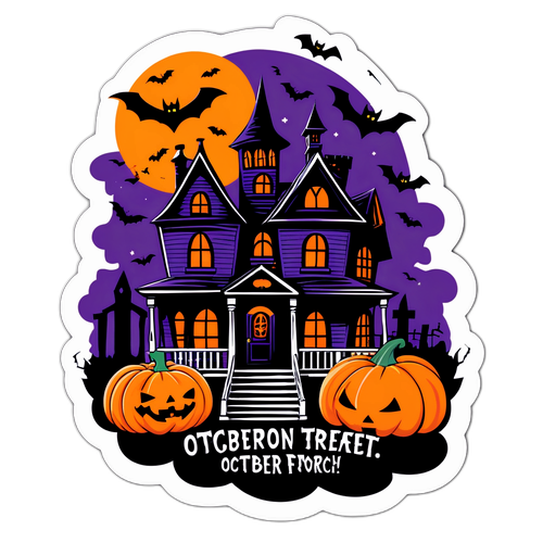 Mak spooky na sticker ng haunted house