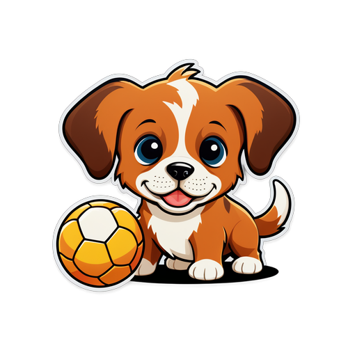 Playful Puppy with Ball Sticker