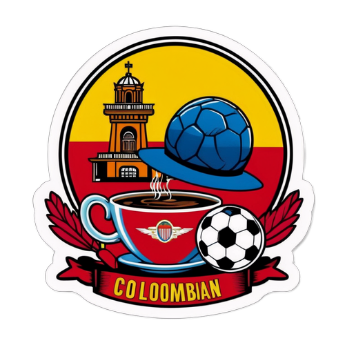 Sticker wa Kizamani wa Kahawa ya Colombia na Utamaduni wa Peru