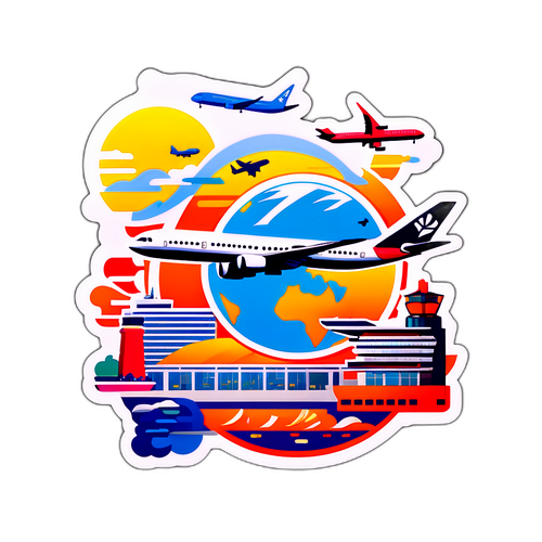 羽田空港の賑やかな雰囲気を表現したイラスト