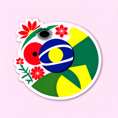 Sticker que celebra la cultura japonesa y brasileña
