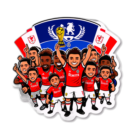 สติกเกอร์เบนฟิก้าพบเชลซีในสไตล์การ์ตูนที่มีแฟน ๆ เชียร์ร่วมกัน