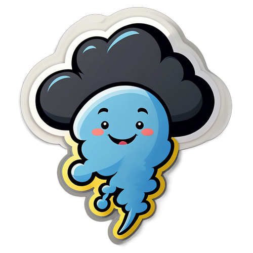 Stripfiguur Sticker van een Onweersbui