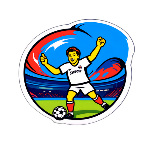 Retro nálepka fotbalového zápasu s fanoušky