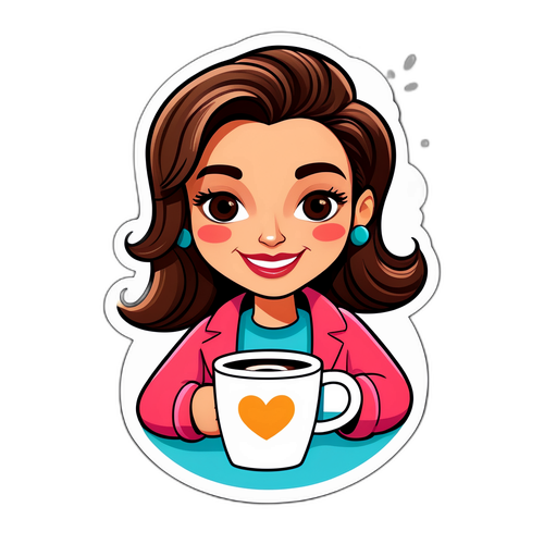 Sticker di Barbara D'Urso con tazza di caffè