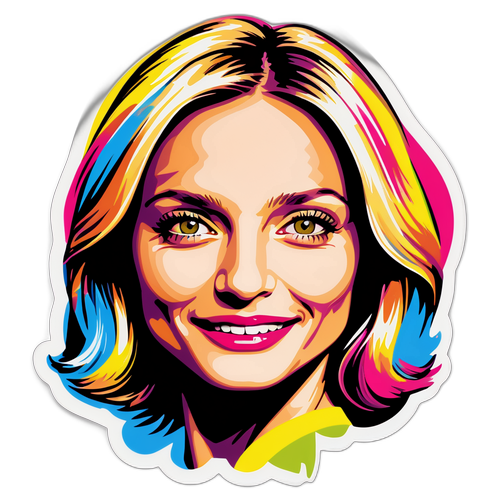 Sticker w stylu pop-art przedstawiający Cameron Diaz