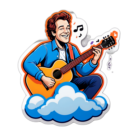 Autocollant humoristique de Hudson Williams avec une guitare se transformant en nuage musical