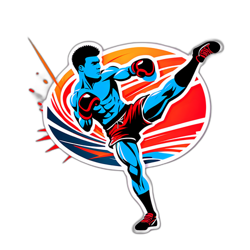 Bold Sticker Design Af Kickboxing Kæmper
