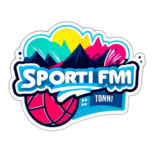 Αυτοκόλλητο Sport FM με ηχητικά κύματα και αθλητικά αφιερώματα