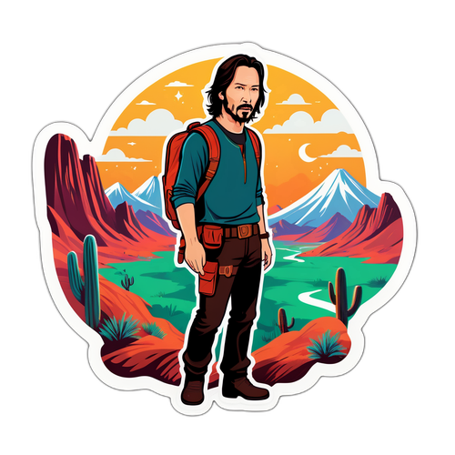Keanu Reeves Esploratore in un Paesaggio Fantastico