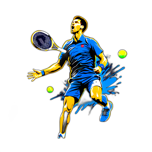 סילואטה דינמית של נובאק דג'וקוביץ' מגיש שירות טניס