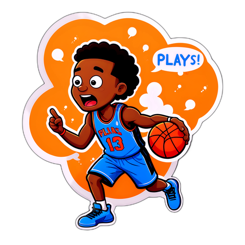 Humoristang Sticker ng Batang Basketbolista
