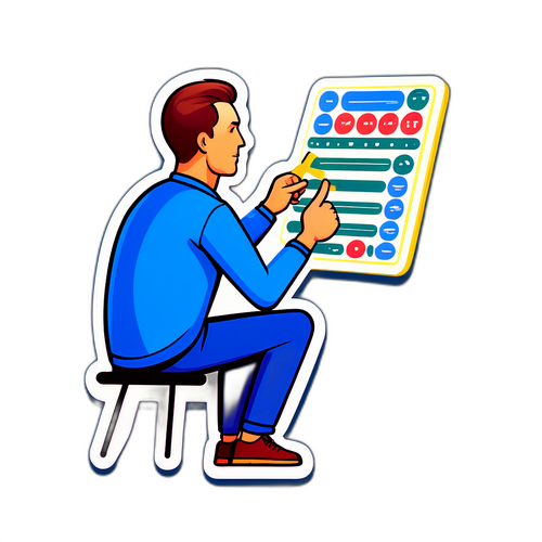 Sticker cu antrenor analizând jocul